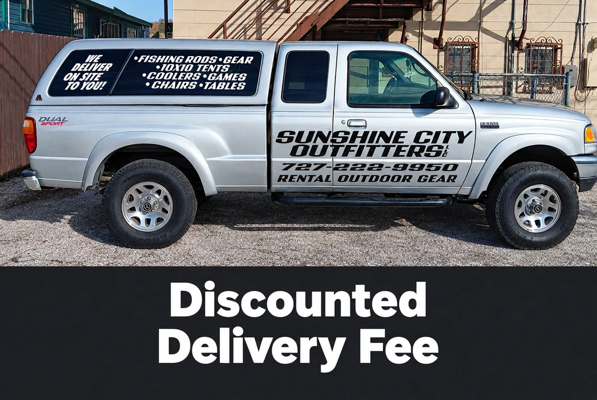 Your delivery truck with Discounted Delivery Fee wording