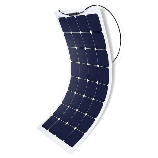 ACOPOWER 110 watt flexible solar panel bent in a curve