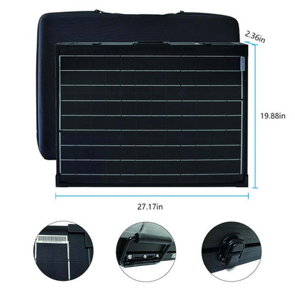 ACOPower 100W panel folded with its carry bag and packed dimensions