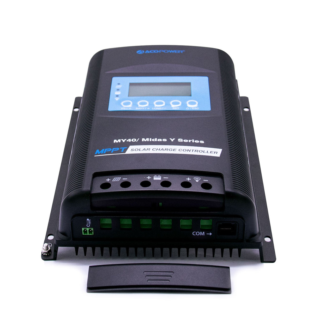 Midas 40 amp solar charge controller with terminal protection cover removed