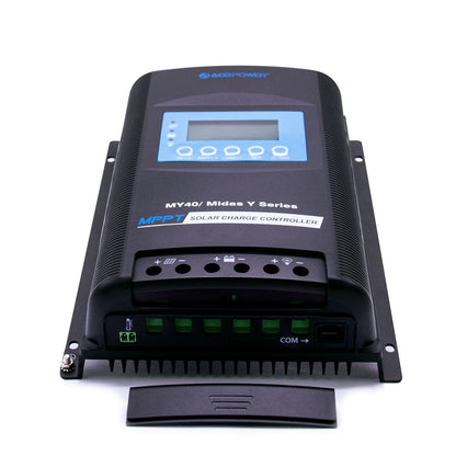 Midas 40 amp solar charge controller with terminal protection cover removed