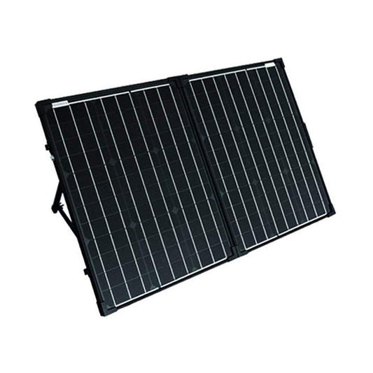 ACOPower PTP 100W solar expansion briefcase fully unfolded, angled view