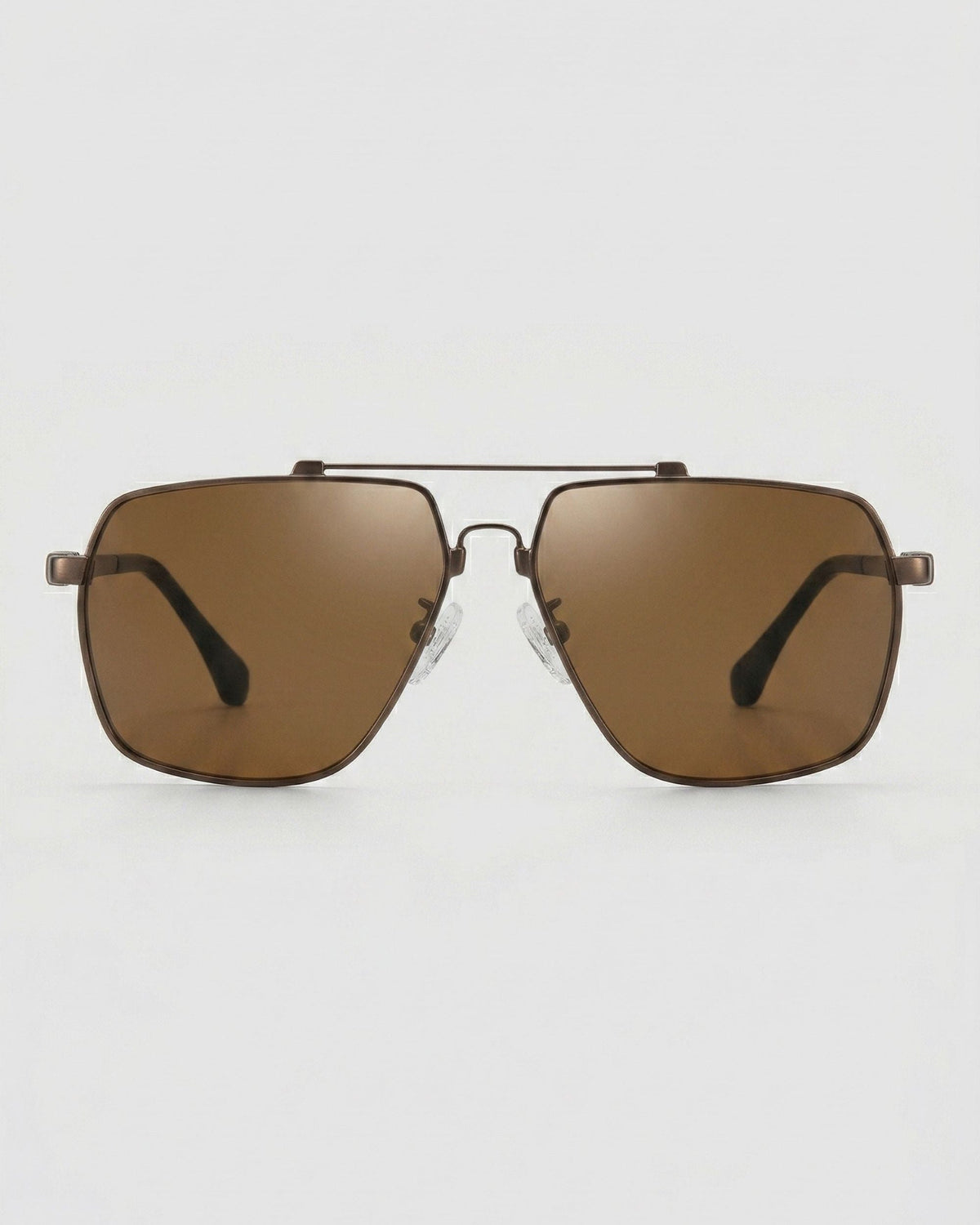 Fifth & Ninth East polarized aviator sunglasses with a bronze frame and brown lenses, front view