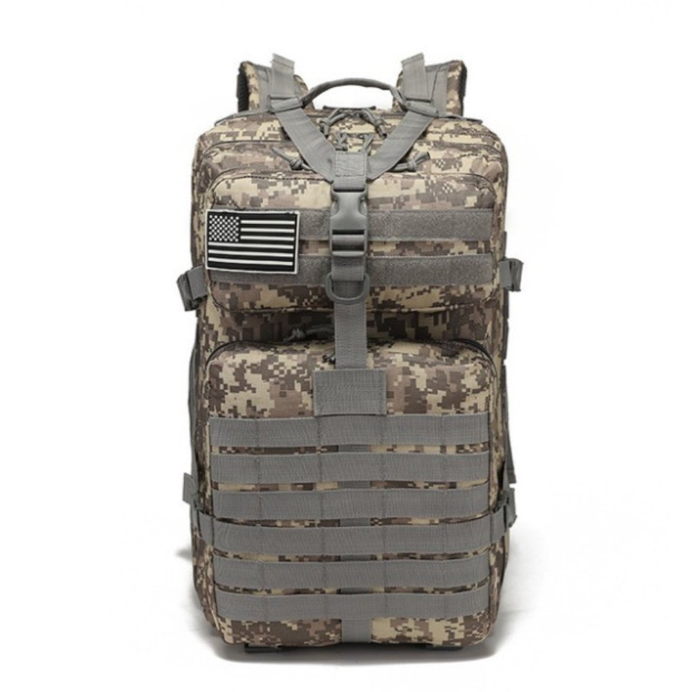Digital camo 42 liter tactical backpack bag with a USA flag patch