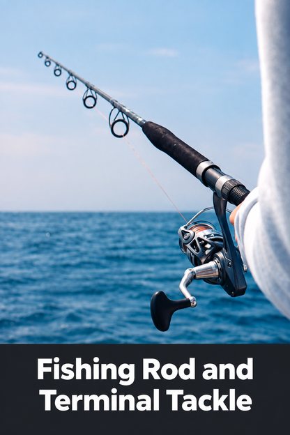 Ocean fishing photo with Fishing Rod and Terminal Tackle wording