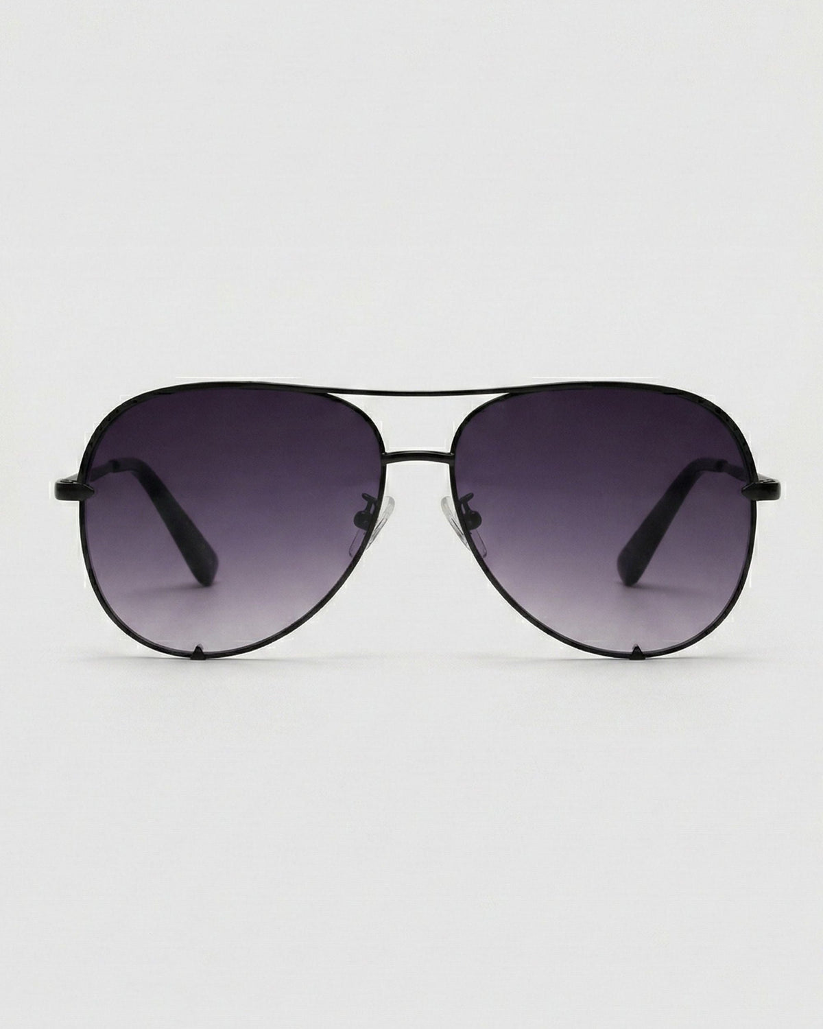 Fifth & Ninth Walker polarized aviator sunglasses with a black frame and gray gradient lenses, front view